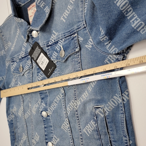 True Religion Light Bliss Wash Relaxed Trucker Jean Denim Jacket Women Sz M New - Picture 8 of 11